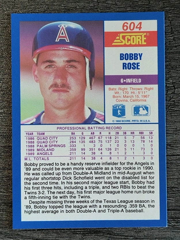 1990 Score #604 Bobby Rose