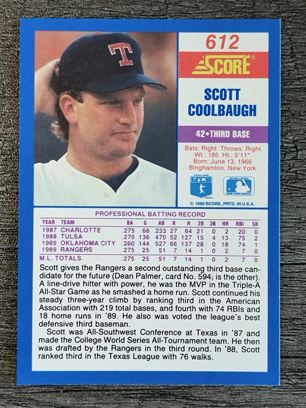1990 Score #612 Scott Coolbaugh RC
