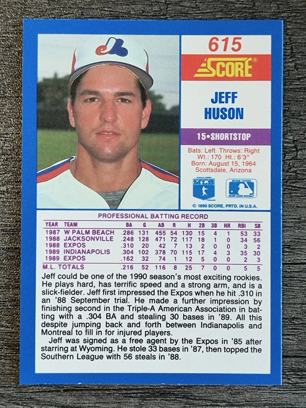 1990 Score #615 Jeff Huson RC