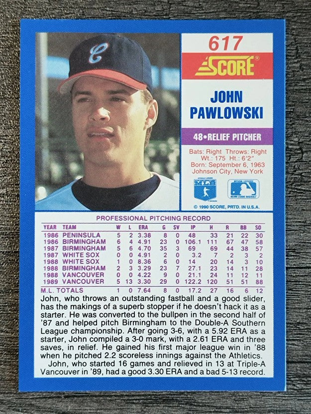 1990 Score #617 John Pawlowski