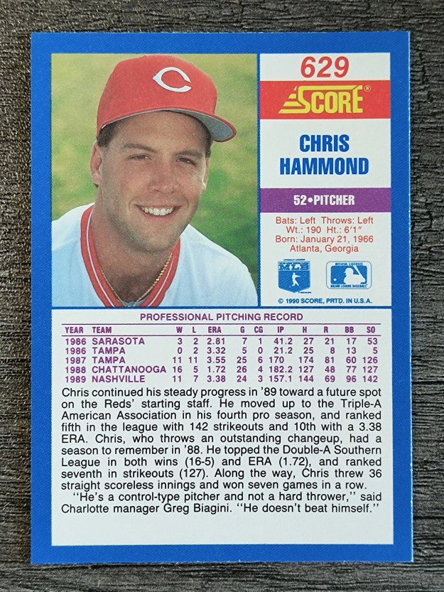 1990 Score #629 Chris Hammond RC