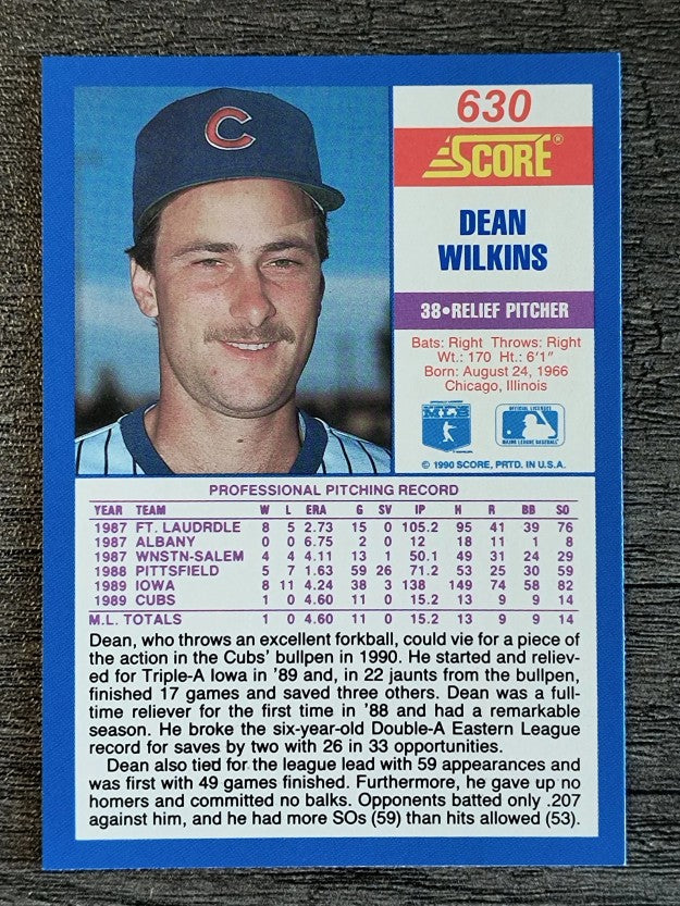 1990 Score #630 Dean Wilkins RC