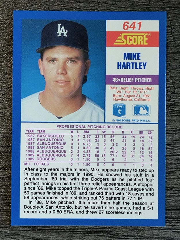 1990 Score #641 Mike Hartley RC