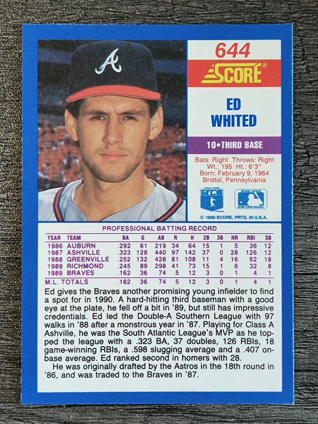 1990 Score #644 Ed Whited RC