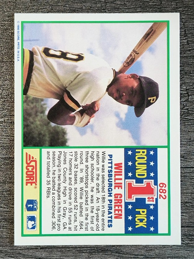 1990 Score #682 Willie Greene RC