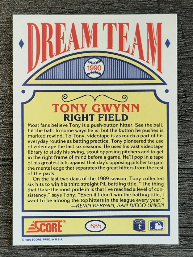 1990 Score #685 Tony Gwynn DT