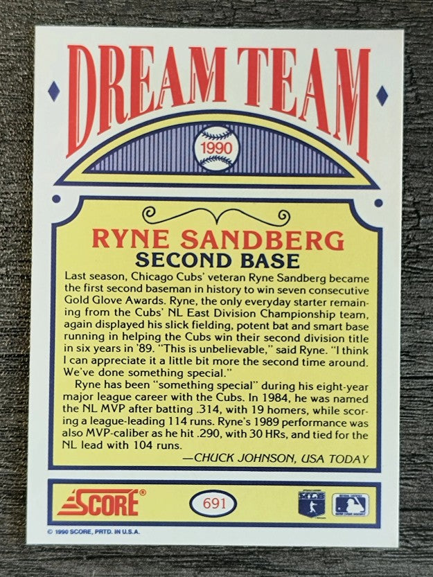 1990 Score #691 Ryne Sandberg DT