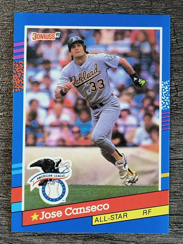 1991 Donruss #50A J.Canseco AS ERR/Team in stat box is A's