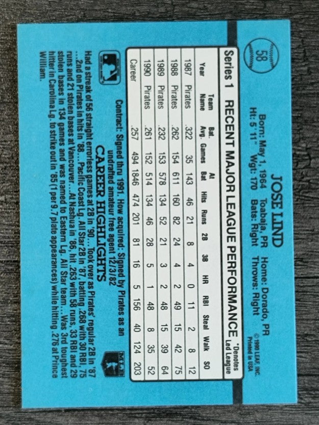 1991 Donruss #58 Jose Lind