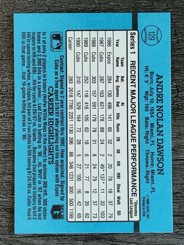 1991 Donruss #129 Andre Dawson