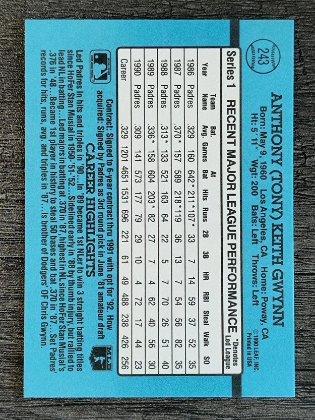 1991 Donruss #243 Tony Gwynn