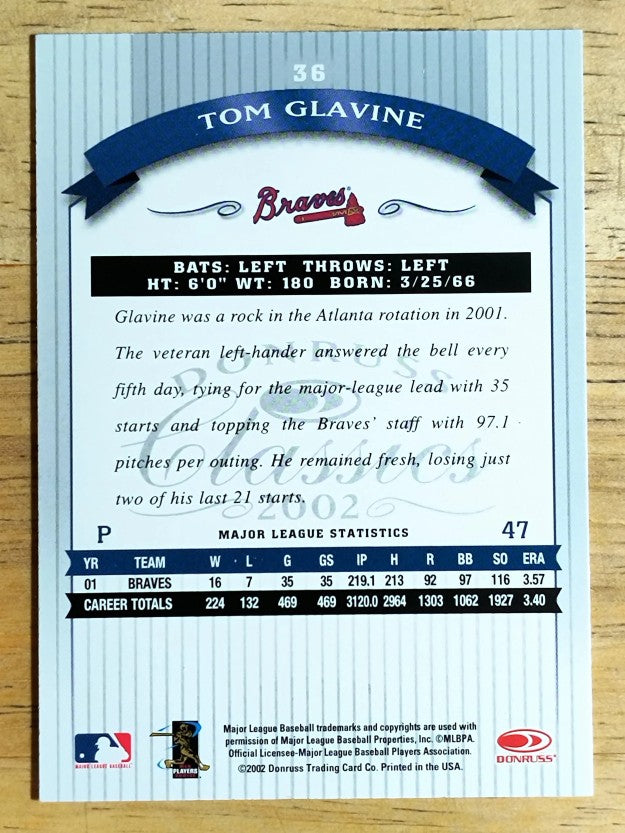 2002 Donruss Classics #36 Tom Glavine