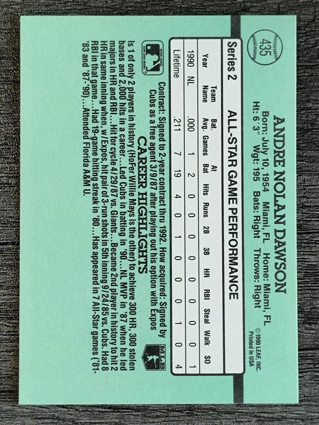 1991 Donruss #435 Andre Dawson AS