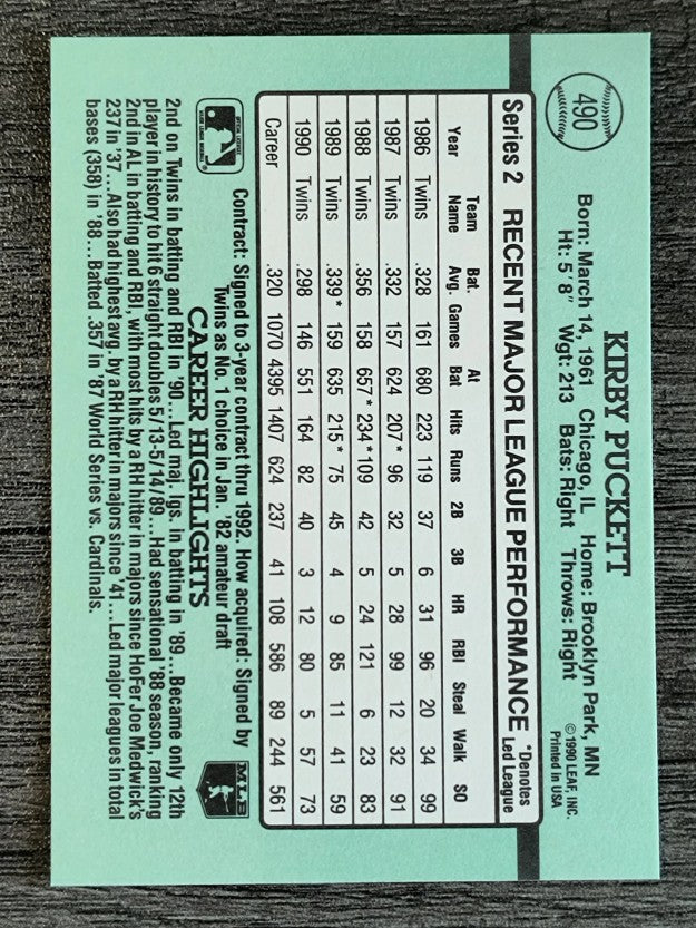 1991 Donruss #490 Kirby Puckett