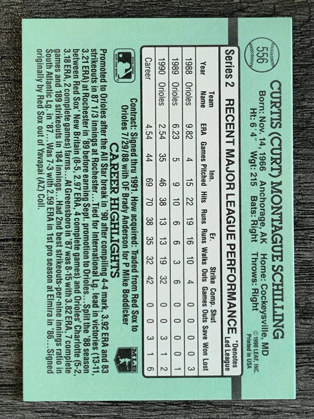 1991 Donruss #556 Curt Schilling