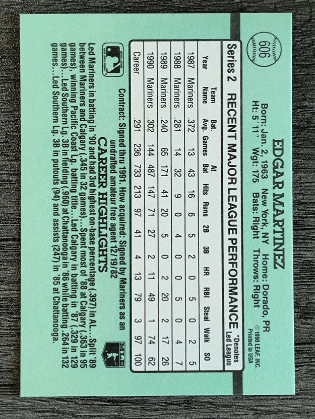 1991 Donruss #606 Edgar Martinez