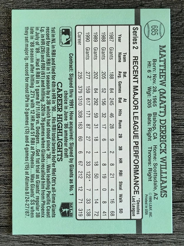 1991 Donruss #685 Matt Williams