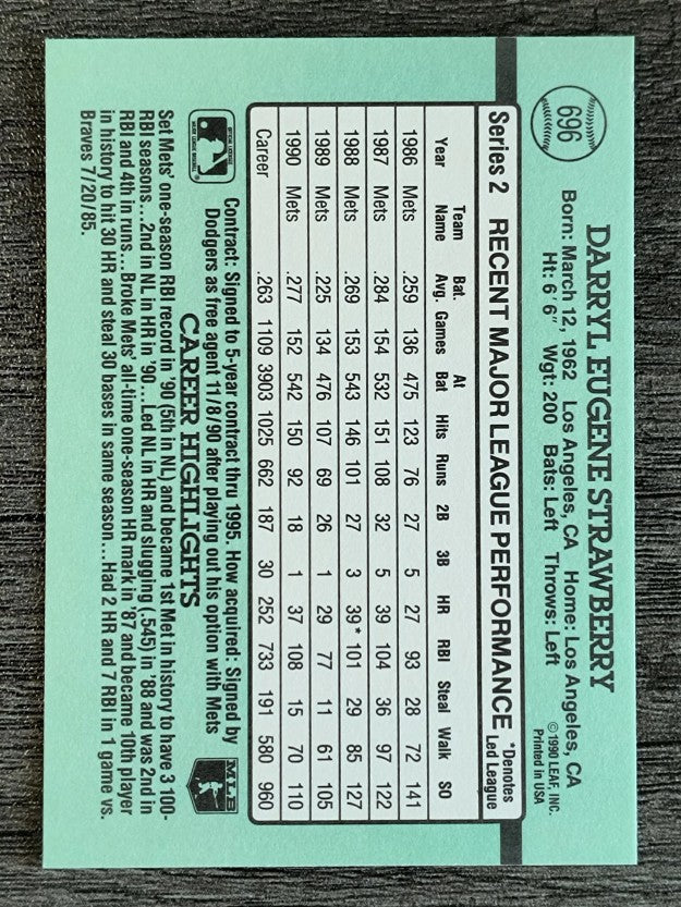 1991 Donruss #696 Darryl Strawberry
