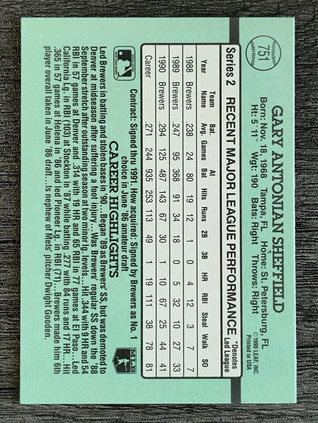 1991 Donruss #751 Gary Sheffield
