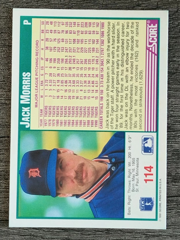1991 Score #114 Jack Morris