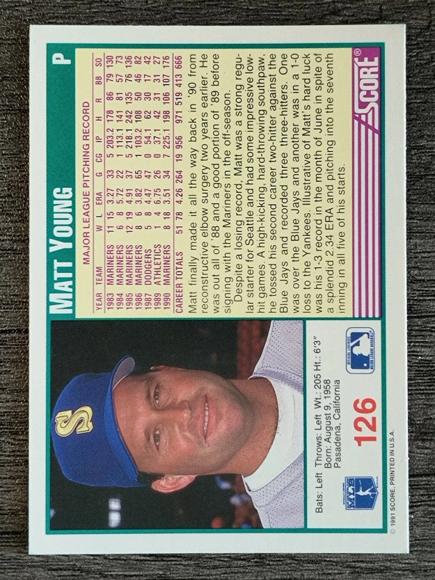 1991 Score #126 Matt Young