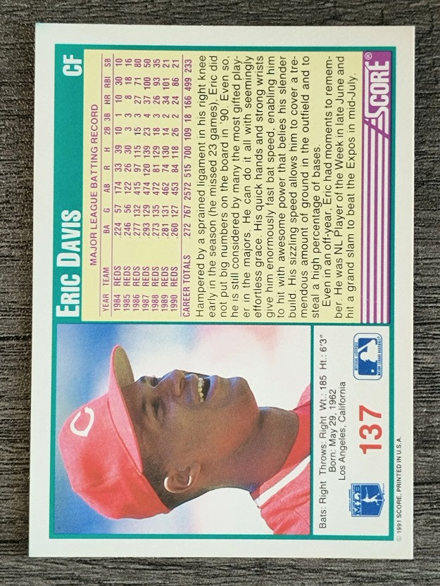 1991 Score #137 Eric Davis