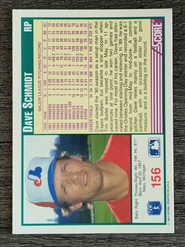 1991 Score #156 Dave Schmidt