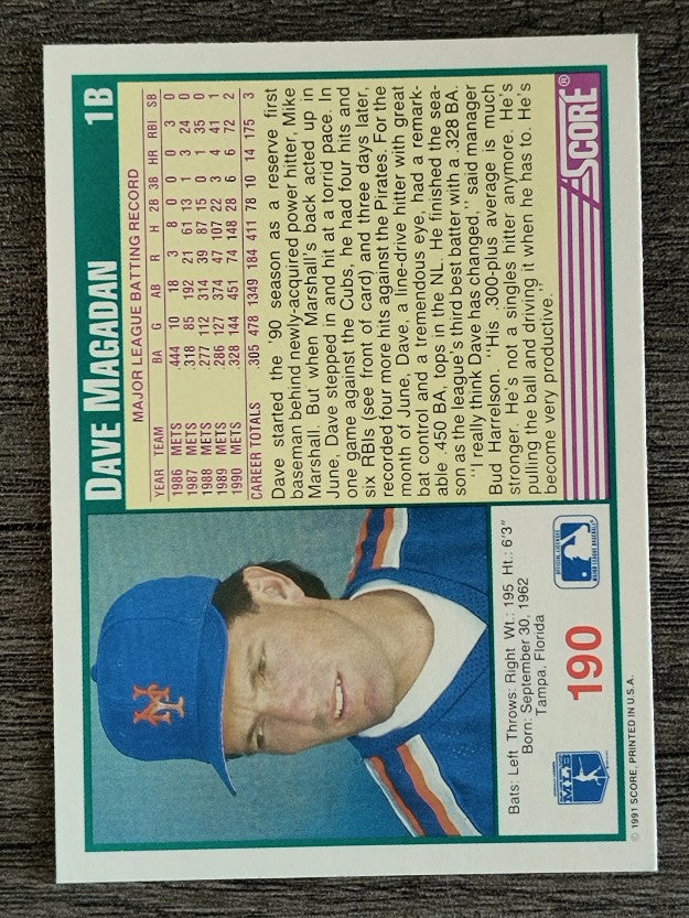 1991 Score #190 Dave Magadan