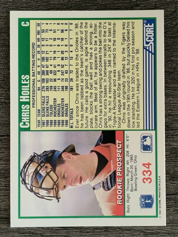 1991 Score #334 Chris Hoiles