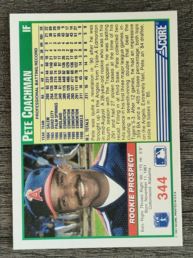 1991 Score #344 Pete Coachman RC