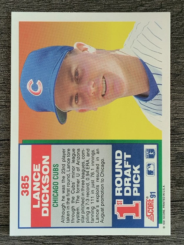 1991 Score #385 Lance Dickson RC