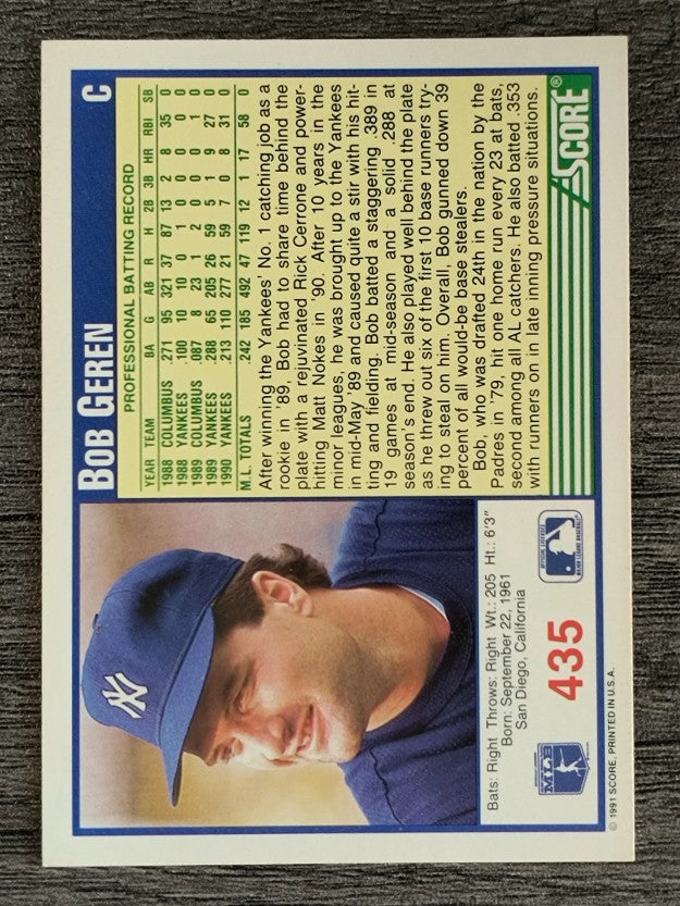 1991 Score #435 Bob Geren