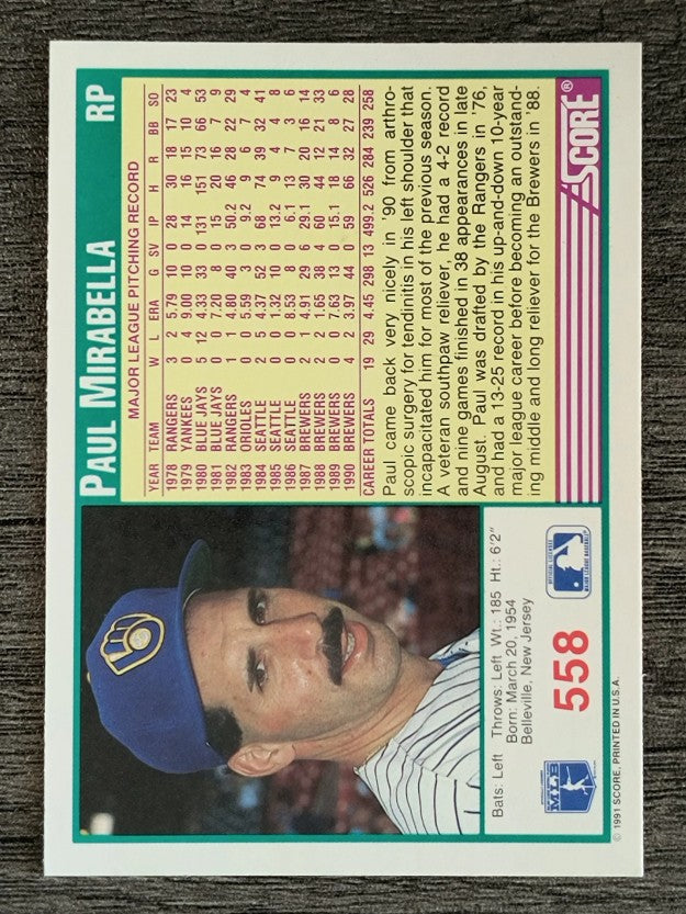 1991 Score #558 Paul Mirabella