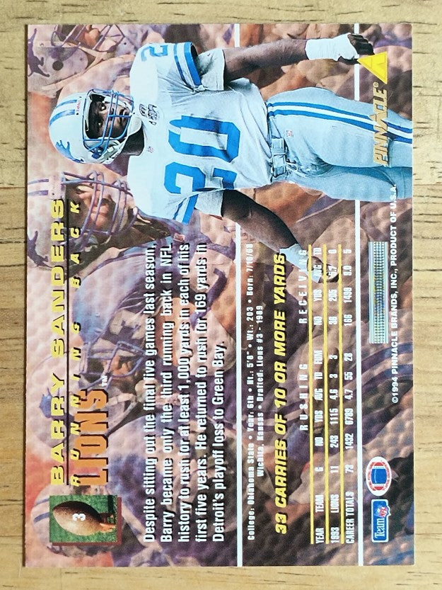 1994 Pinnacle #3 Barry Sanders