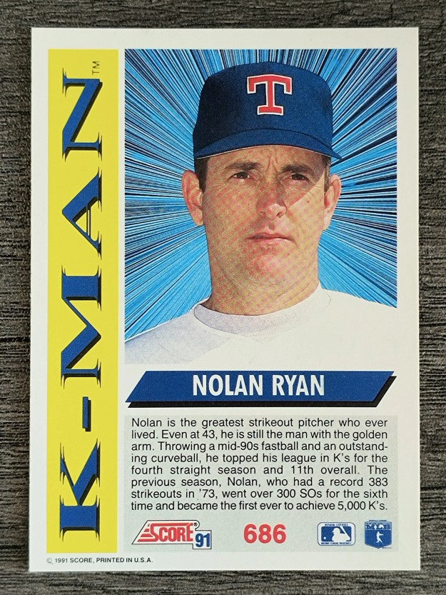 1991 Score #686 Nolan Ryan KM