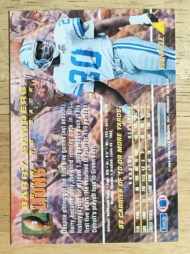 1994 Pinnacle #3 Barry Sanders