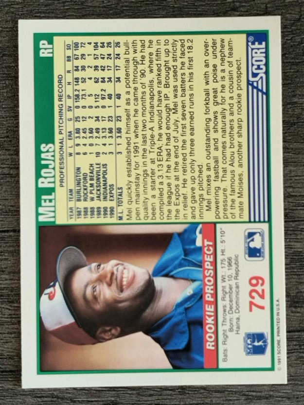 1991 Score #729 Mel Rojas