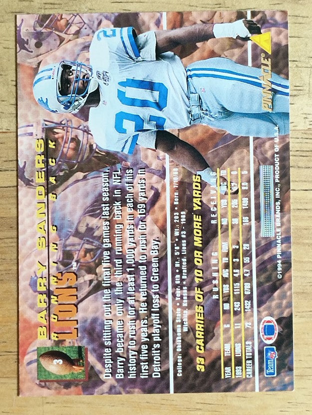 1994 Pinnacle #3 Barry Sanders