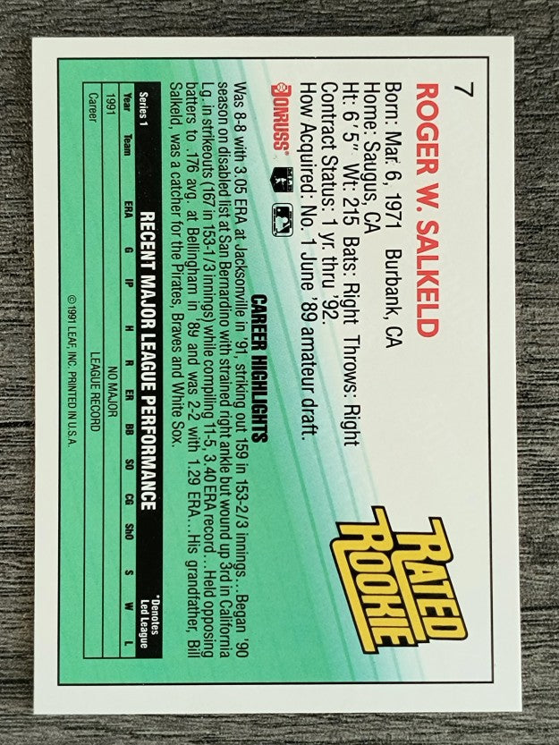 1992 Donruss #7 Roger Salkeld RR
