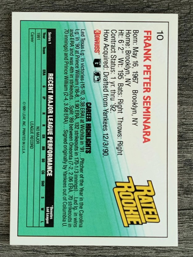 1992 Donruss #10 Frank Seminara RR RC
