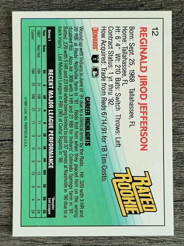 1992 Donruss #12 Reggie Jefferson RR
