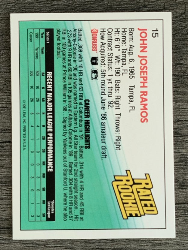 1992 Donruss #15 John Ramos RR