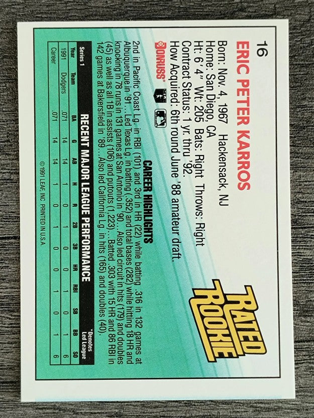 1992 Donruss #16 Eric Karros