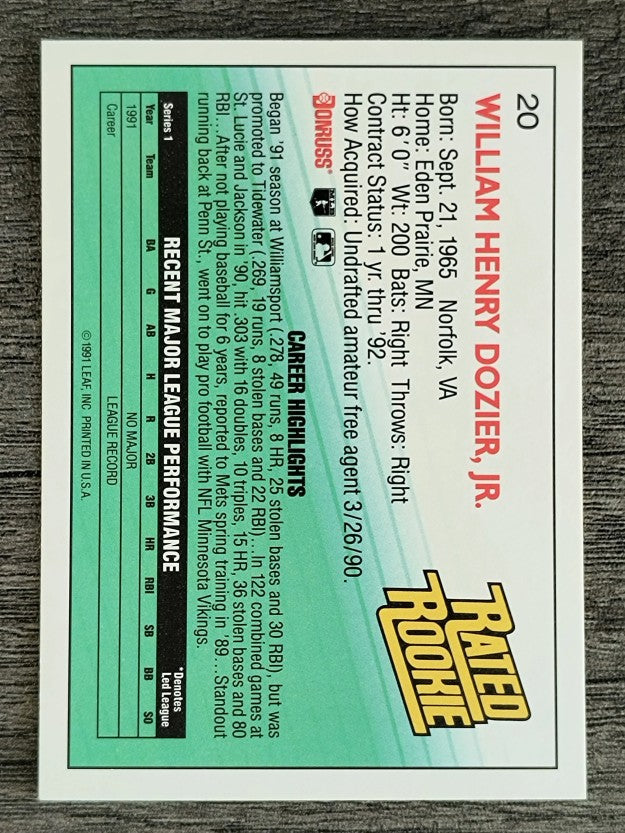 1992 Donruss #20 D.J. Dozier RR