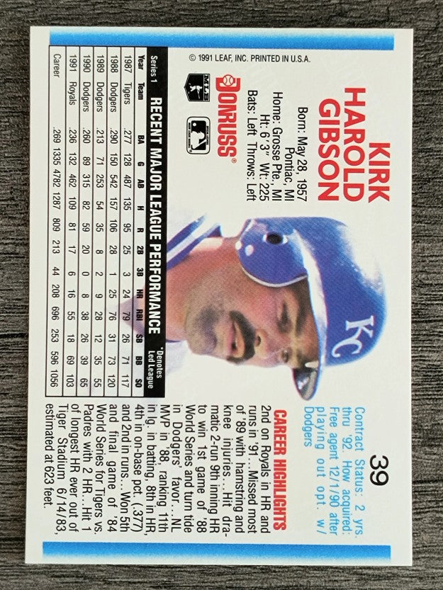 1992 Donruss #39 Kirk Gibson