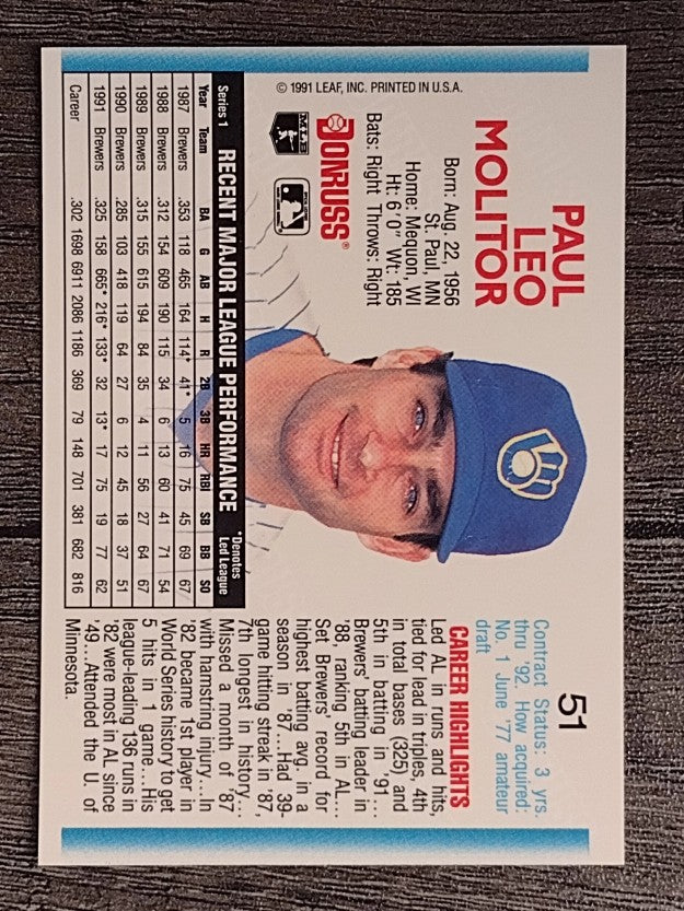 1992 Donruss #51 Paul Molitor