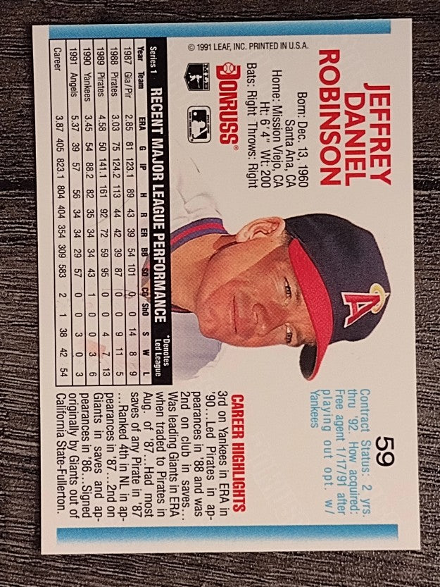 1992 Donruss #59 Jeff D. Robinson