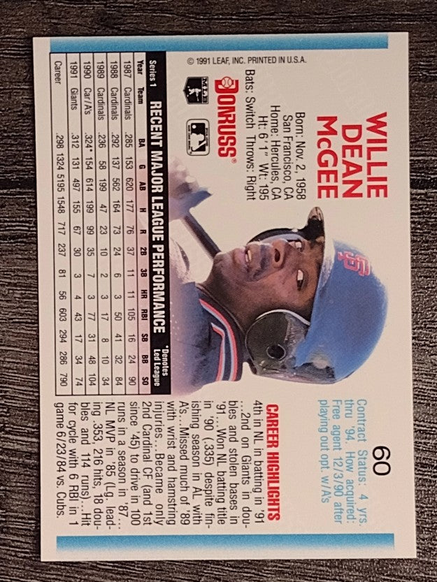 1992 Donruss #60 Willie McGee
