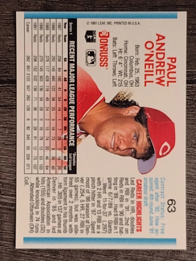 1992 Donruss #63 Paul O'Neill
