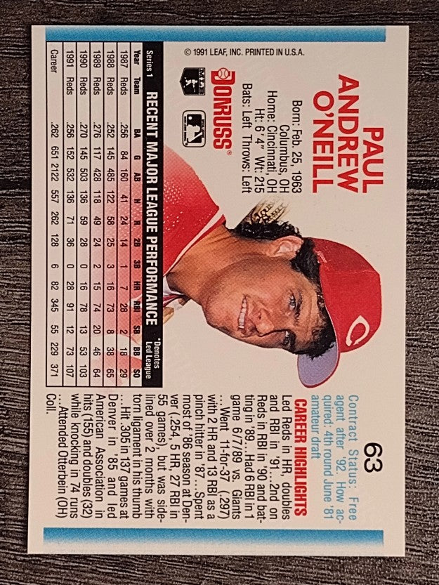 1992 Donruss #63 Paul O'Neill